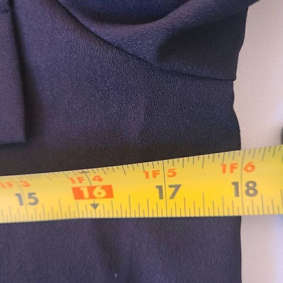 Calvin Klein Womens Black Gromit Tie V Neck Collared Roll Tab Sleeves Blouse - Picture 6 of 9